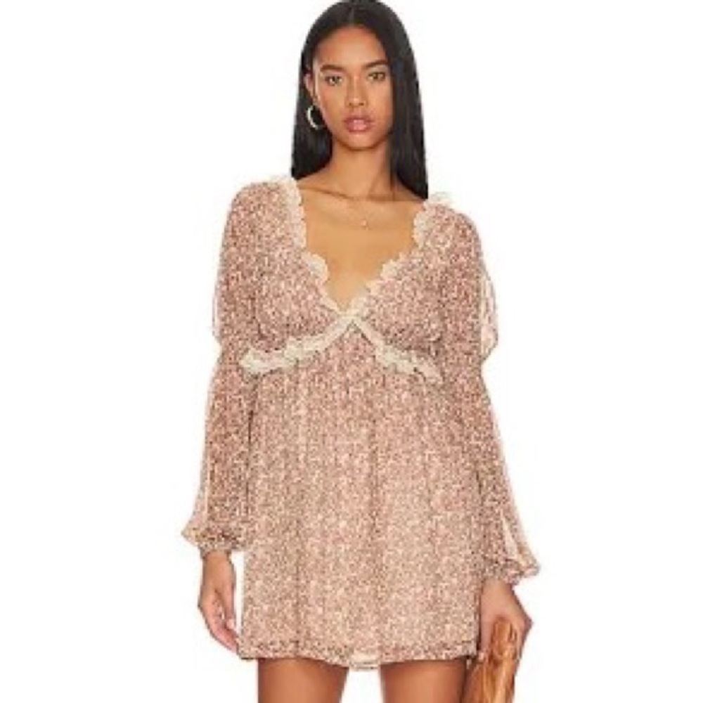 Free People Blush Pink Floral Mini Dress